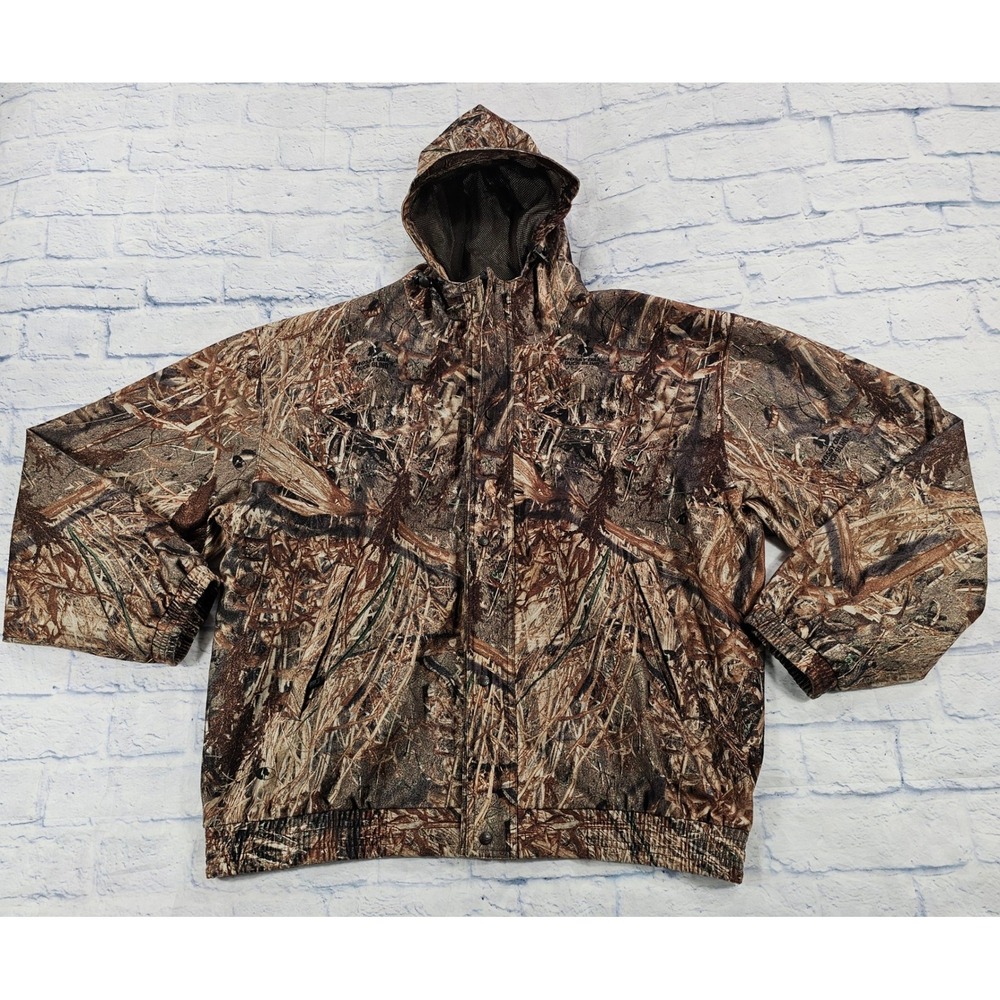Coleman Hunting Jacket Mens 2XL Brown Mossy Oak Duck Blind Camo Hooded Coat